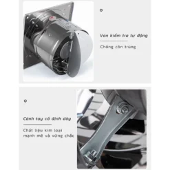 Alternative view of Quạt hút mùi bếp INOX 6INCH , quạt thông gió phòng ngủ khử ẩm, kèm dây nguồn riêng