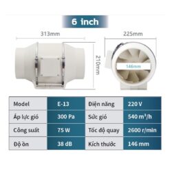 QUẠT THÔNG GIÓ NỐI ỐNG SUZUME E13 HF150