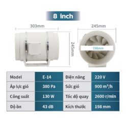 QUẠT THÔNG GIÓ NỐI ỐNG SUZUME E14 HF200
