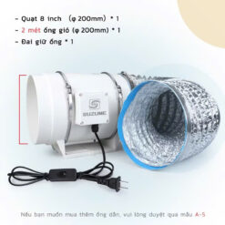 QUẠT THÔNG GIÓ NỐI ỐNG SUZUME E14 HF200 + 2 MÉT ỐNG BẠC