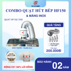 Combo Quạt Hút Mùi Bếp HF200 + Máng Inox SUZUME